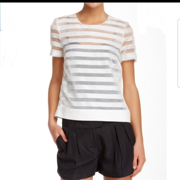 1. State Tops - EUC 1. State Striped Sheer Box Shirt